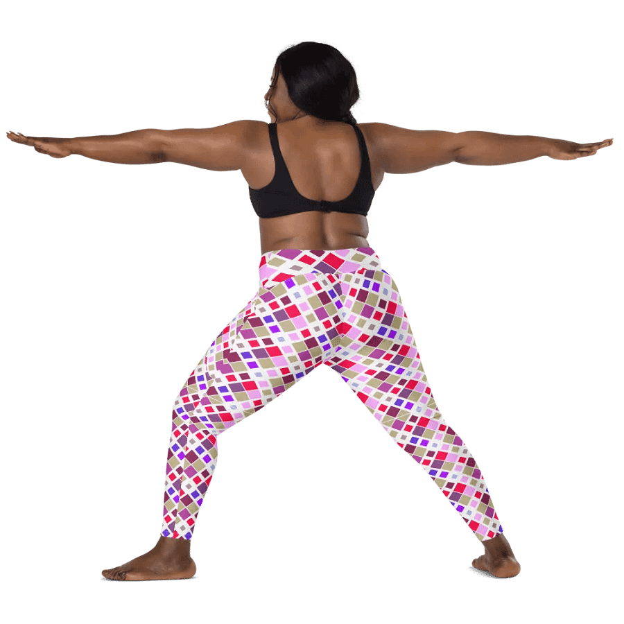 Colorful Square Pattern Design Leggings with Pocket - v3 product image (4)