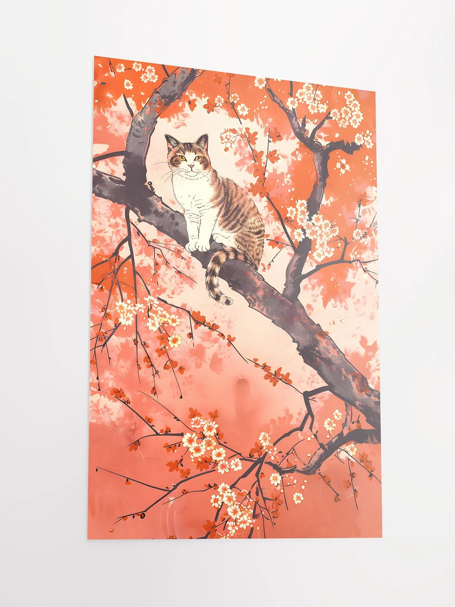 Tranquil Tabby Amidst Blossoms: Japanese-Inspired Cat Artwork Matte Poster product image (4)