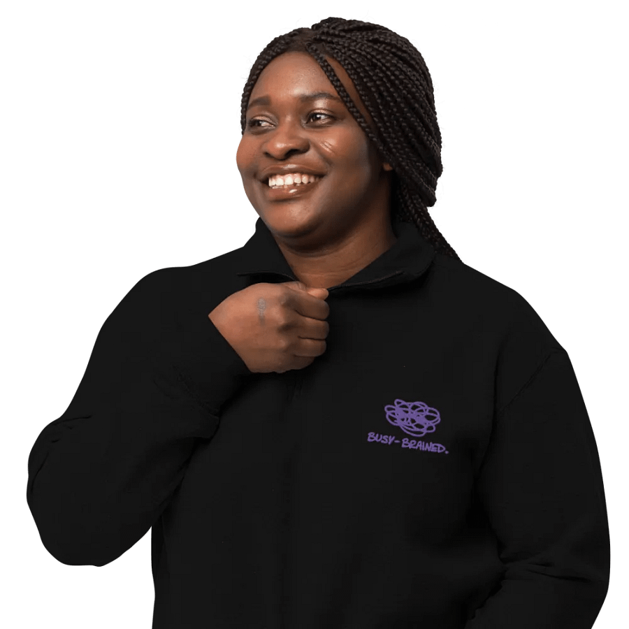 BUSY-BRAINED (purple) embroidered quarter zip product image (3)