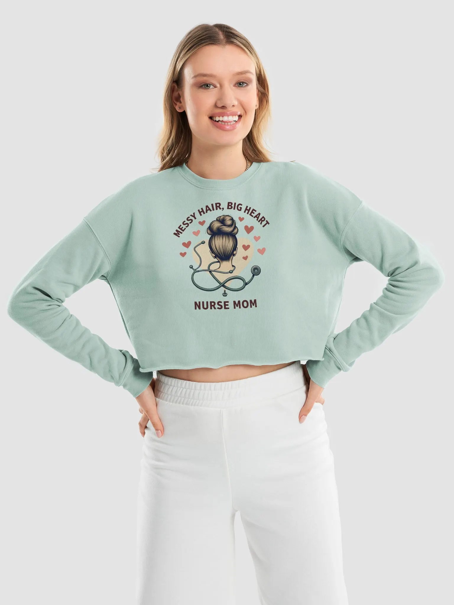 Nurse Mom Big Heart Crop Sweatshirt product image (18)