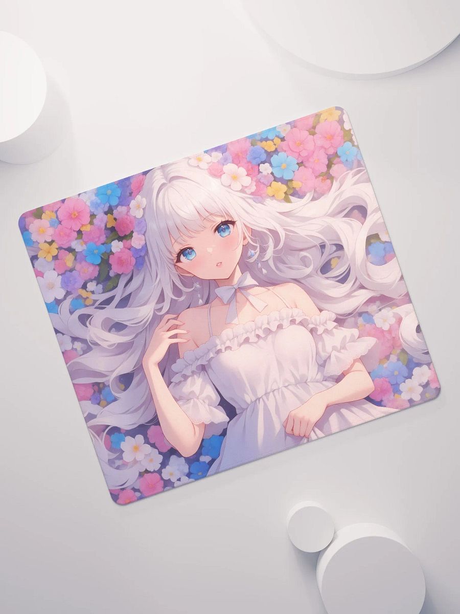 Cute Anime girl in flower field gamer mouse pad product image (7)