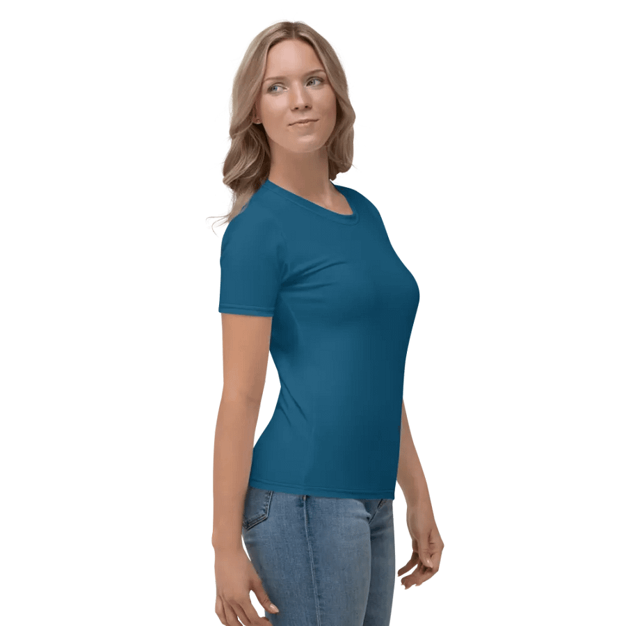 Plain Dark Blue True Summer Women's Crewneck Polyester Heavyweight Premium T-Shirt by Treasure Pie product image (6)