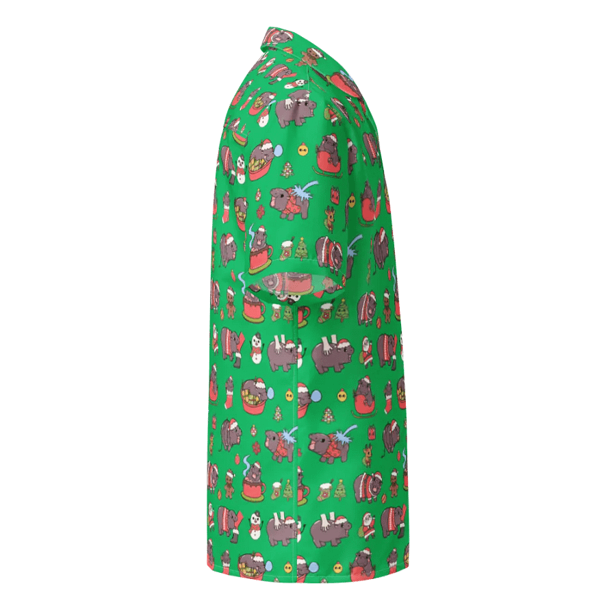 MOODENG'S GREEN CHRISTMAS HAWAIIAN SHIRT! product image (5)