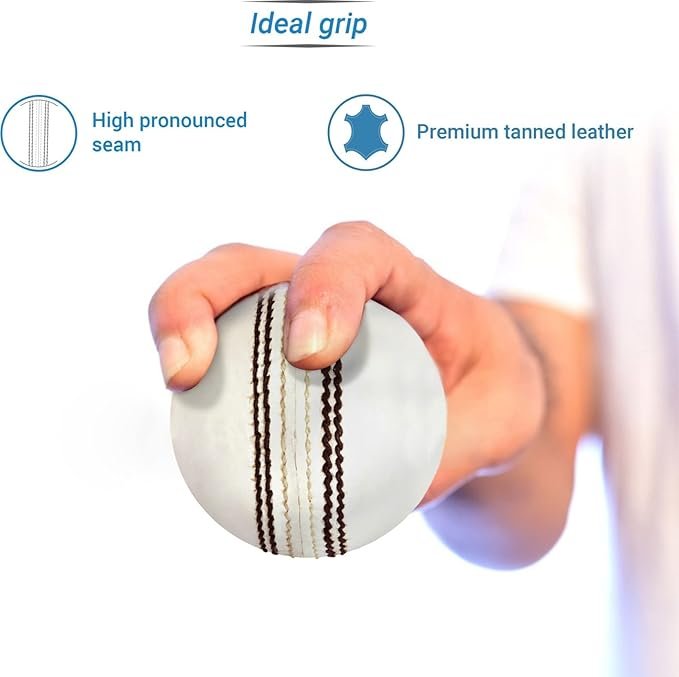 AK SPORTS (Pack Of 2Pcs) Imported Red And White Cricket Leather Ball product image (5)