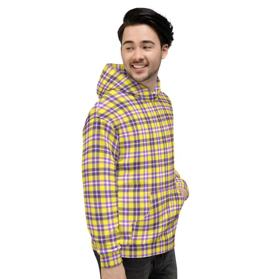 Bright Yellow and Purple Plaid Hoodie product image (5)