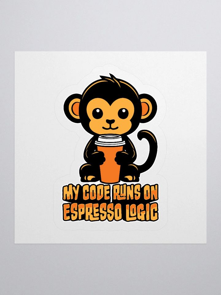 My Code Runs on Espresso Logic – Cute Monkey Design Sticker product image (8)