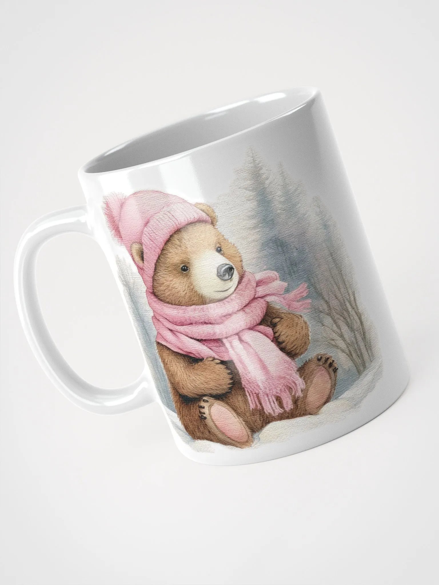 Adorable cute bear wearing a pink hat and scarf Mug product image (3)