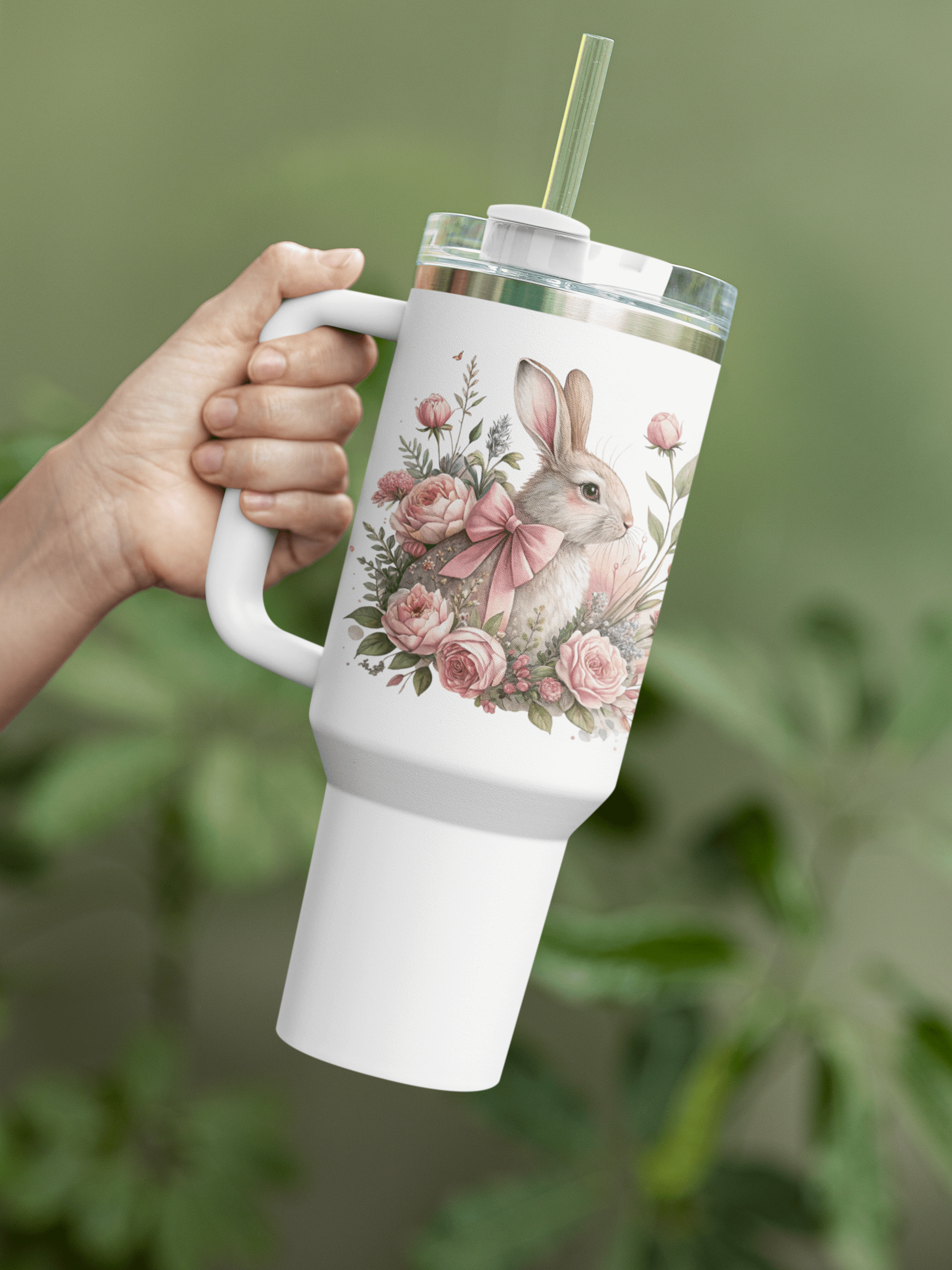 Rabbits 'n Roses Travel Mug product image (1)