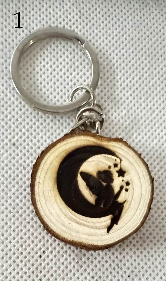 Engraved Wood Slice Keychains | Fantasy, Rose & Snake Designs | Nature-Inspired Gift product image (1)