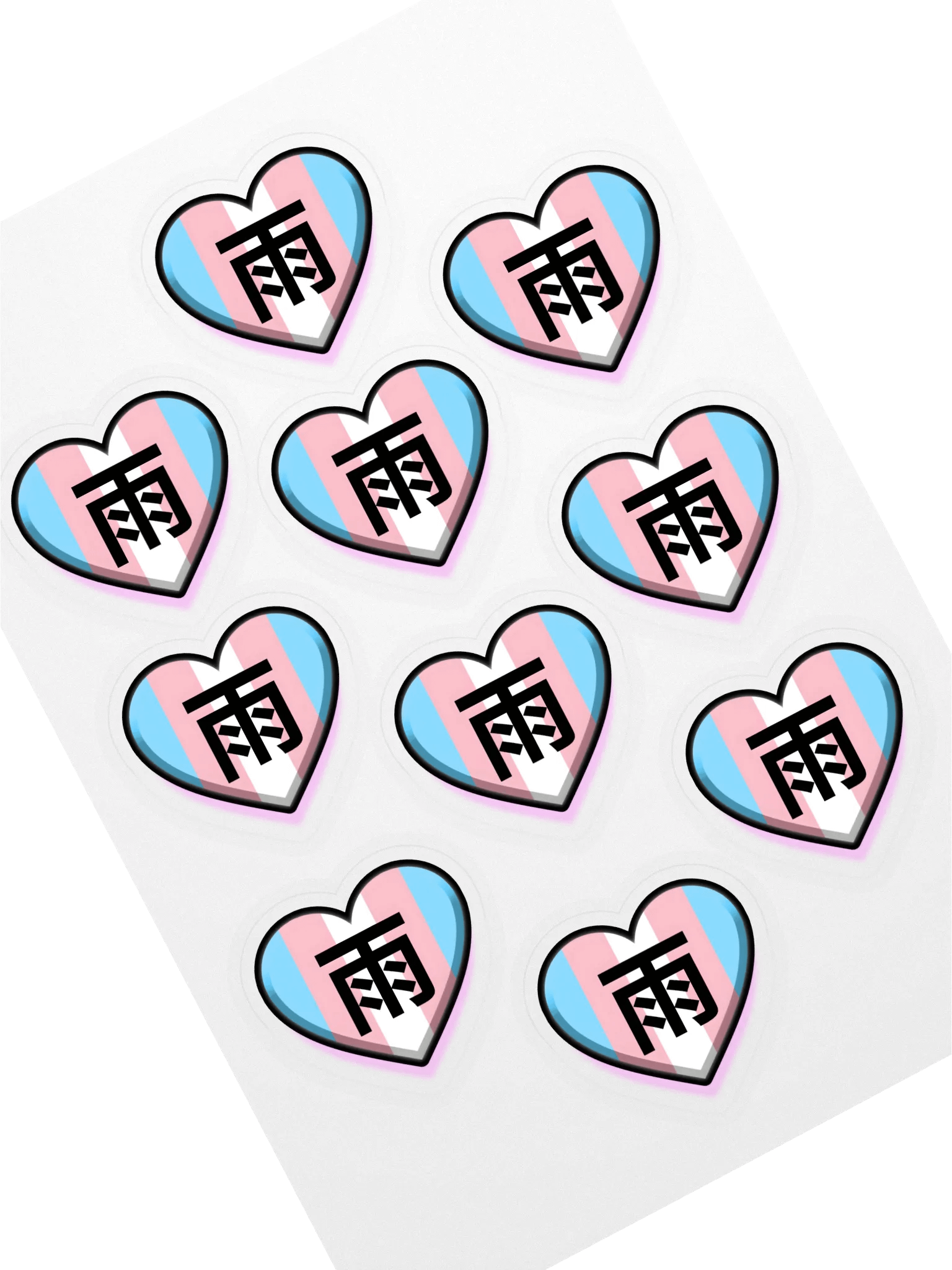 Rain Kanji Heart Sticker Sheet product image (1)