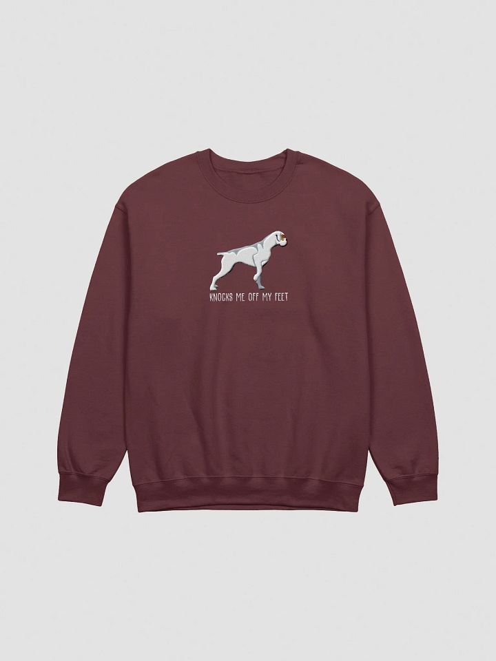 Knocks Me Off My Feet Sweatshirt (Embroidered) of a Boxer(White) product image (7)