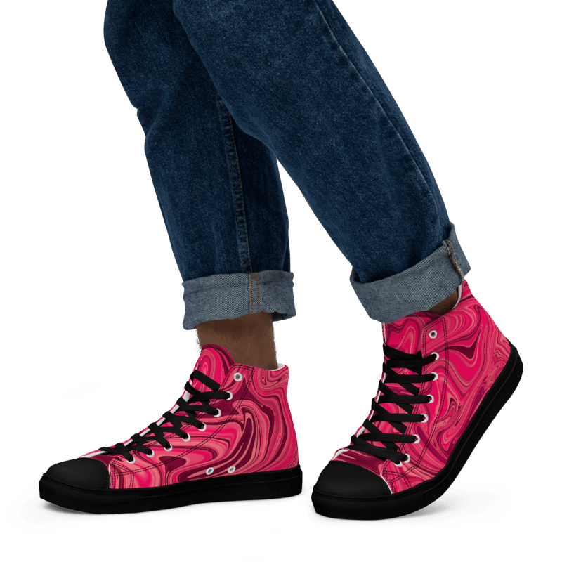 Men's High Top Canvas Shoes - Shades of Magenta Pink Digital Fluid Art product image (8)