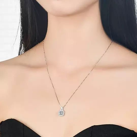 Lab Created AAA CZ Necklace 2 Carat Brilliant Cut Solitaire pendant S925 Single product image (6)