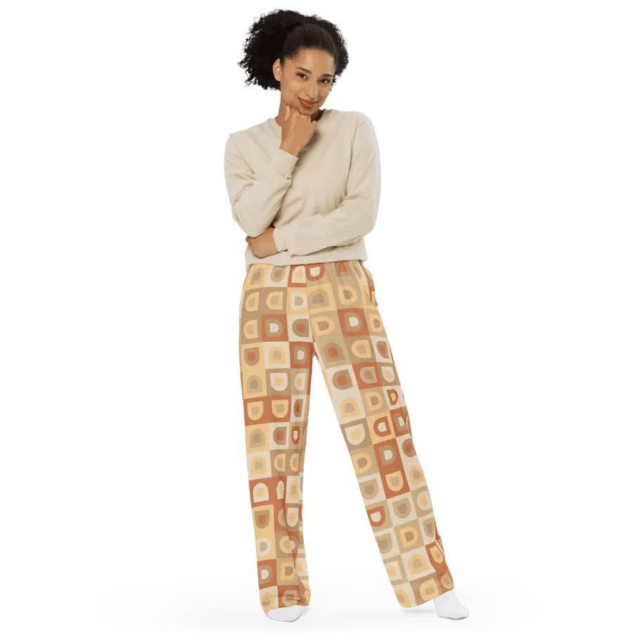 BUIII Retro Geometric: Warm Ember Wide-Leg Pants product image (9)