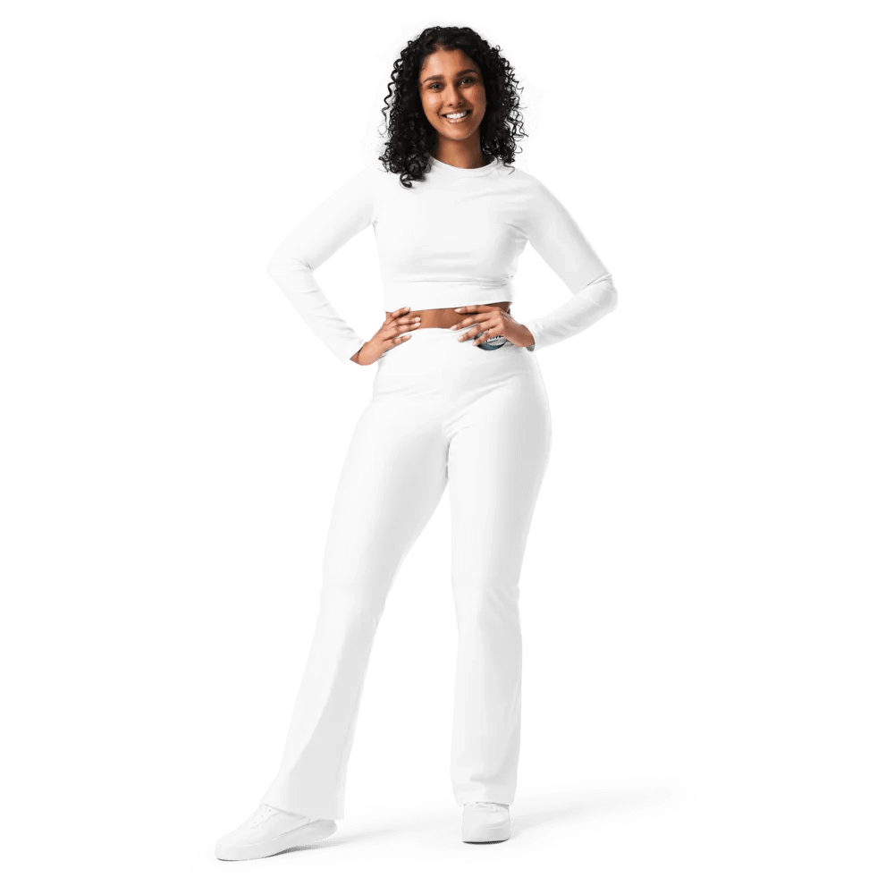 Luna Women's High-Waisted Flare Leggings with UPF 50+ and Recycled Fabric - White product image (1)
