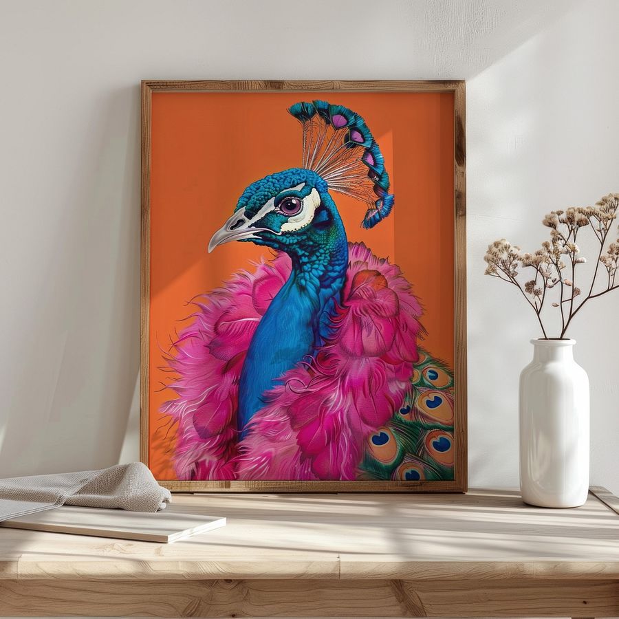 Peacock in Fur Anthropomorphic Animal Fashion Art Print product image (23)