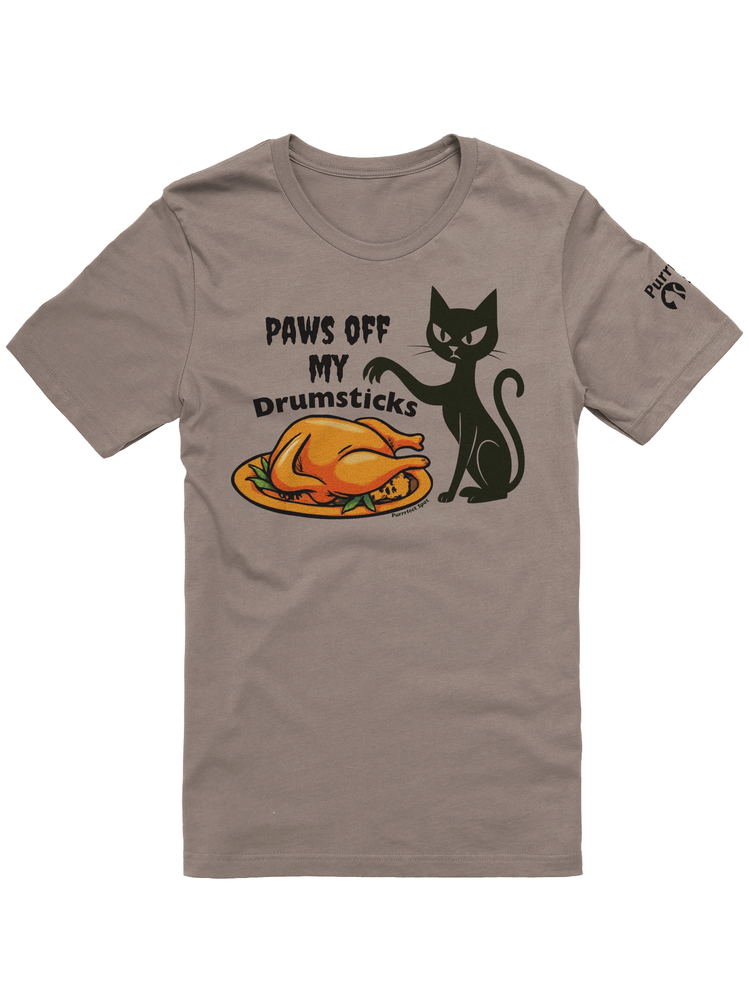 Paws off my Drumsticks Thanksgiving Cat T-Shirt product image (2)
