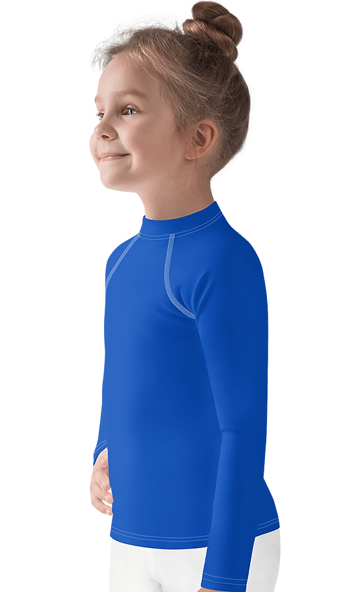 Kids Plain Color Absolute Blue Rash Guard product image (3)