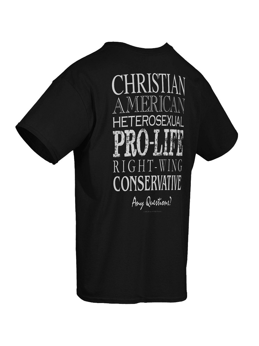 The Classic 101 T-Shirt, Patriotic Conservative Christian T-Shirt, Pro Life Right Wing Shirt, Heterosexual American Pride Tee, Political Graphic Shirt, Men & Women, White Print on Dark Shirt. product image (3)