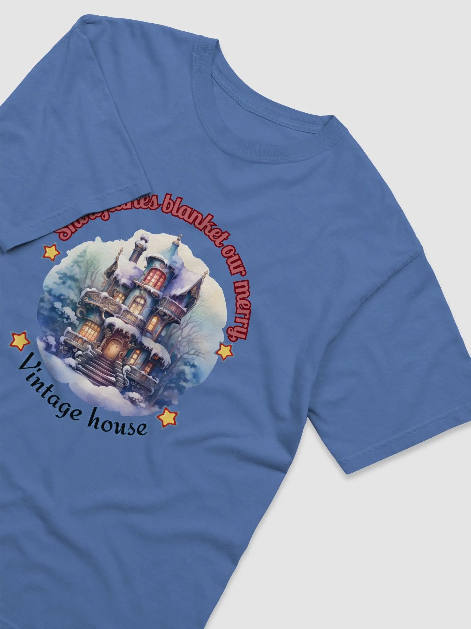 Snowflakes blanket our merry Vintage House design-Garment-Dyed Heavyweight T-Shirt product image (14)