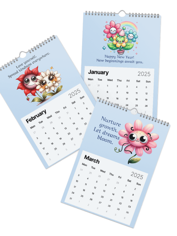 2025 Wall Calendar With Kawaii Style Flowers and Inspirations product image (2)