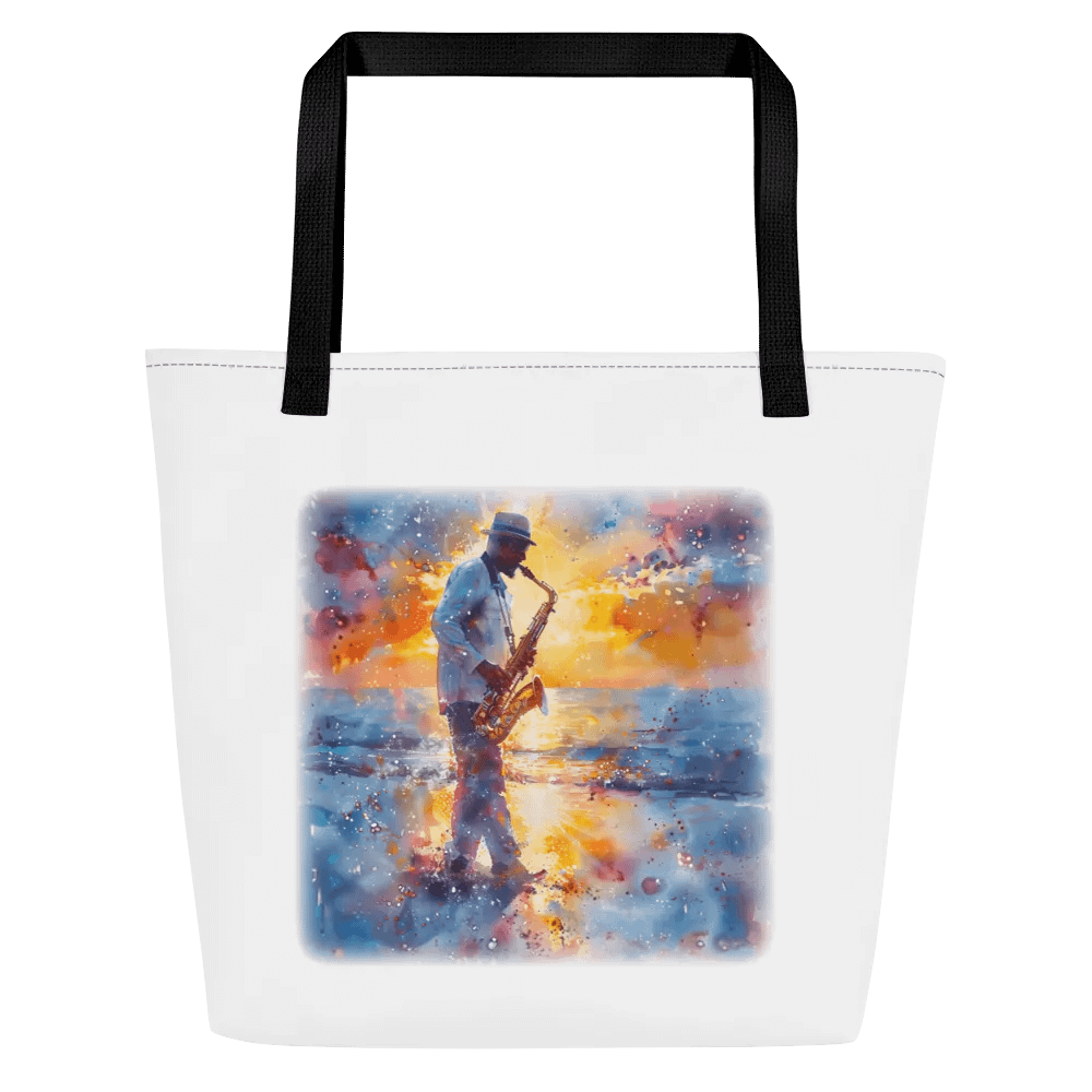 Sax on the beach tote bag with pocket product image (1)