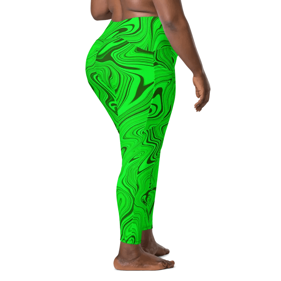 Leggings with Pockets - Green Liquid Swirls product image (10)