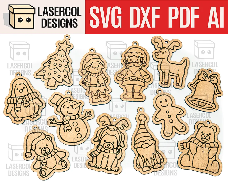 Christmas Ornaments Bundle Set 1 (+60) - Laser Cut Files product image (6)