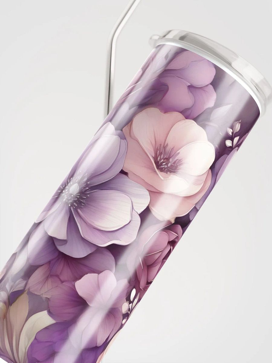 Elevate Gifting with Floral Elegance: Purple Stainless Steel Tumbler with Reusable Straw product image (5)