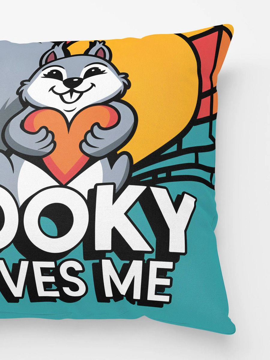 Comfy Pillow: Pooky Loves Me, Colorful, Teal bottom, Sun and Squirrel top with heart product image (4)