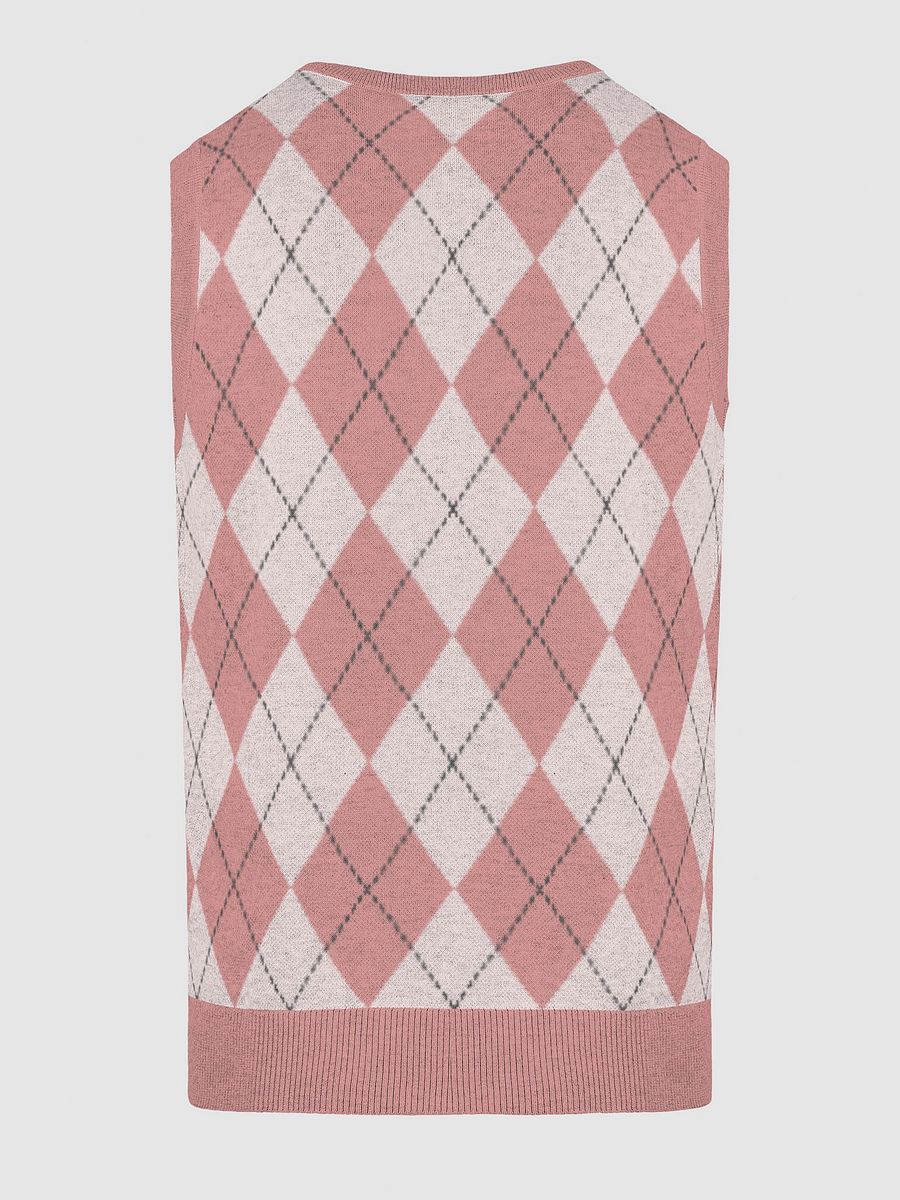 Horns Over Hoops Diamond Blush Knitted V-Neck Vest product image (20)