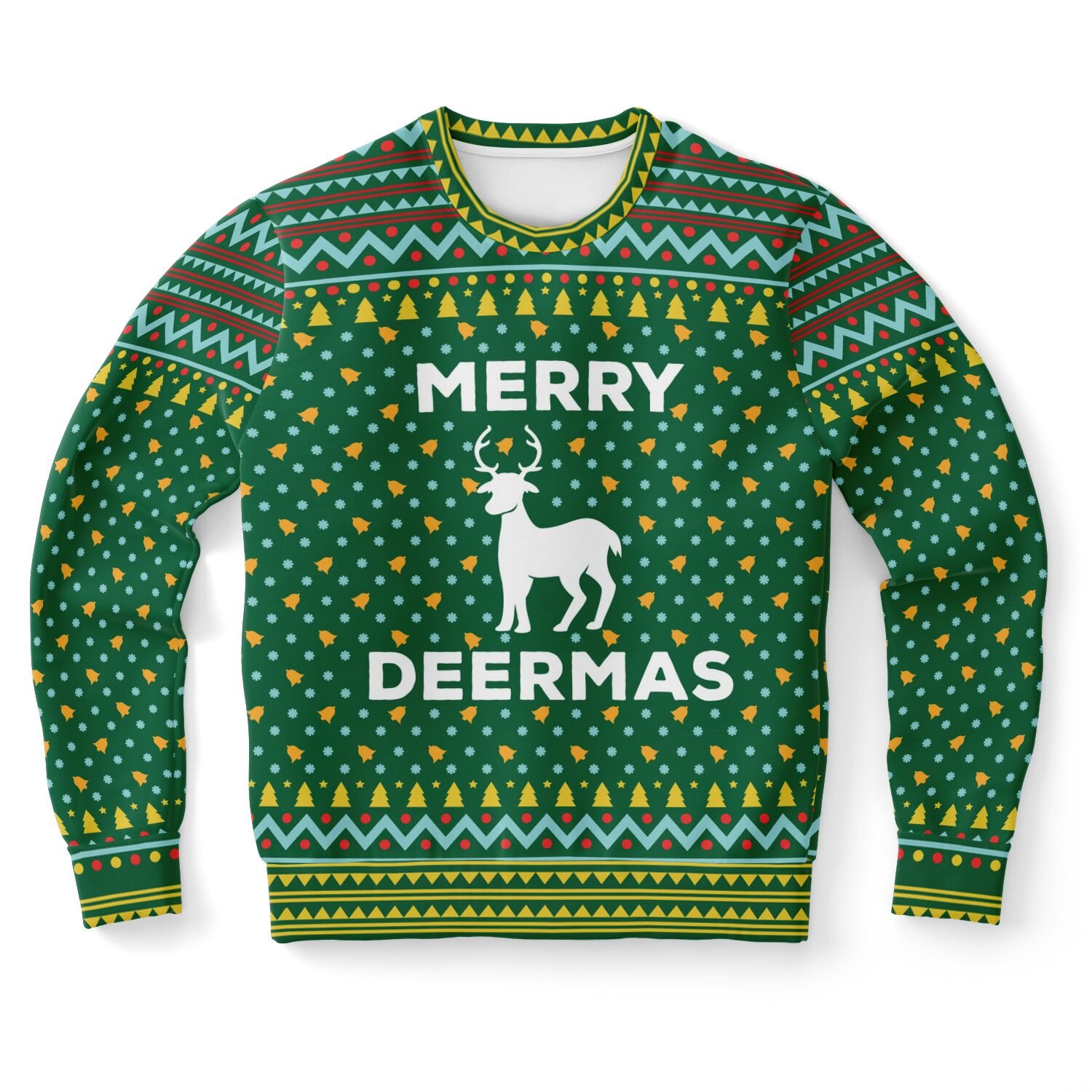 "Merry DeerMas" Ugly Christmas Sweater | Reindeer Holiday Sweatshirt | Festive Green Winter Party Outfit product image (9)