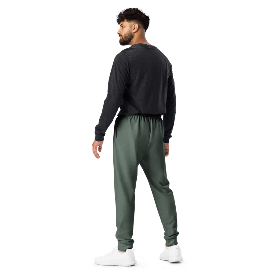 Plain Dark Sage Green Soft Summer Recycled Polyester Premium Men's Joggers by Treasure Pie product image (10)
