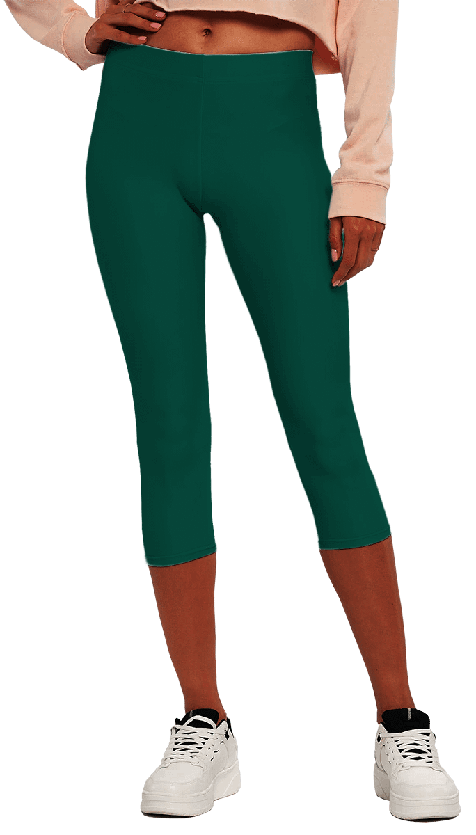 Plain Color Blue Green Yoga Capri Leggings product image (1)