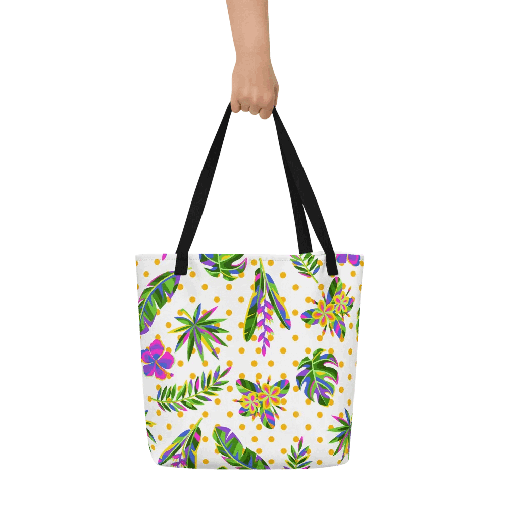 Big printed tote bag with beachy tropical vibe product image (6)
