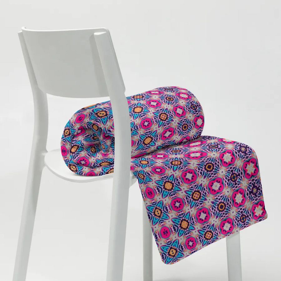 Bloom & Glow Throw Blanket – Colorful Crosses, Circles, and Flowers product image (12)