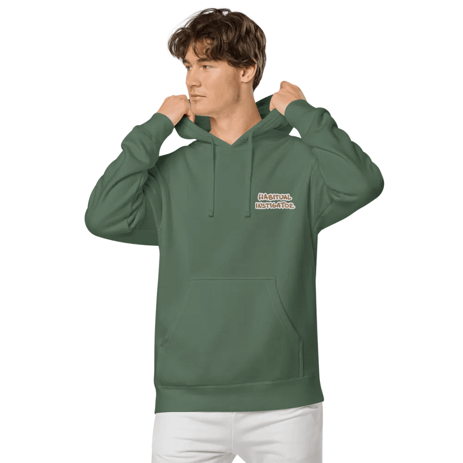 Habitual Instigator (L.C. brown bubble design) embroidered pigment hoodie product image (6)
