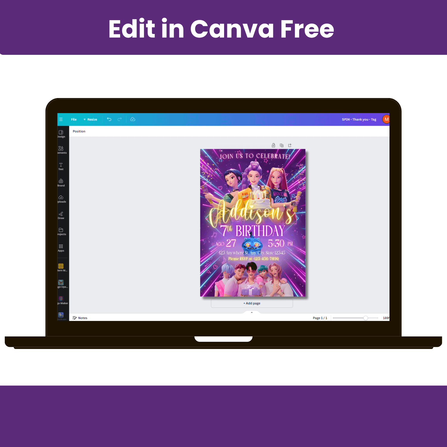 K-Pop Demon Hunter Birthday Invitation product image (6)