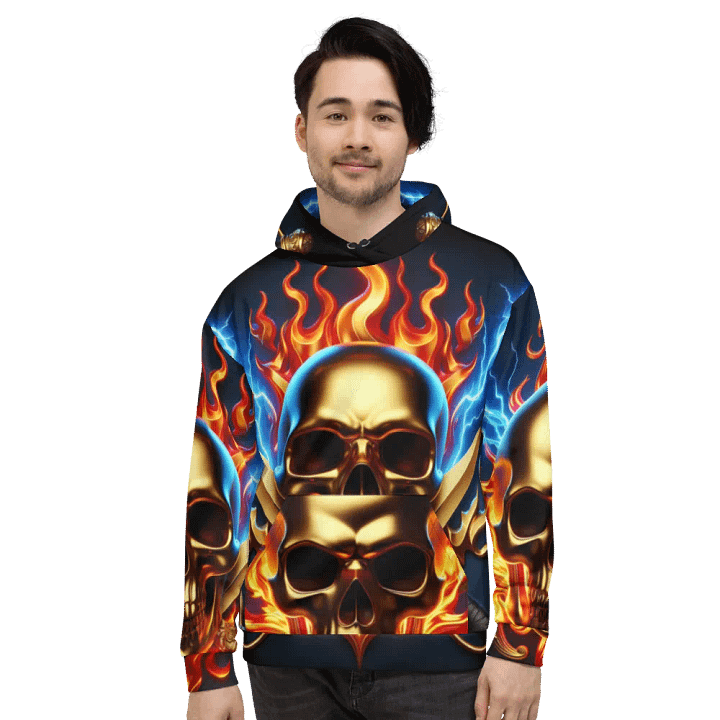 Vibrant Flames - Unisex Skull Hoodie #32 product image (2)