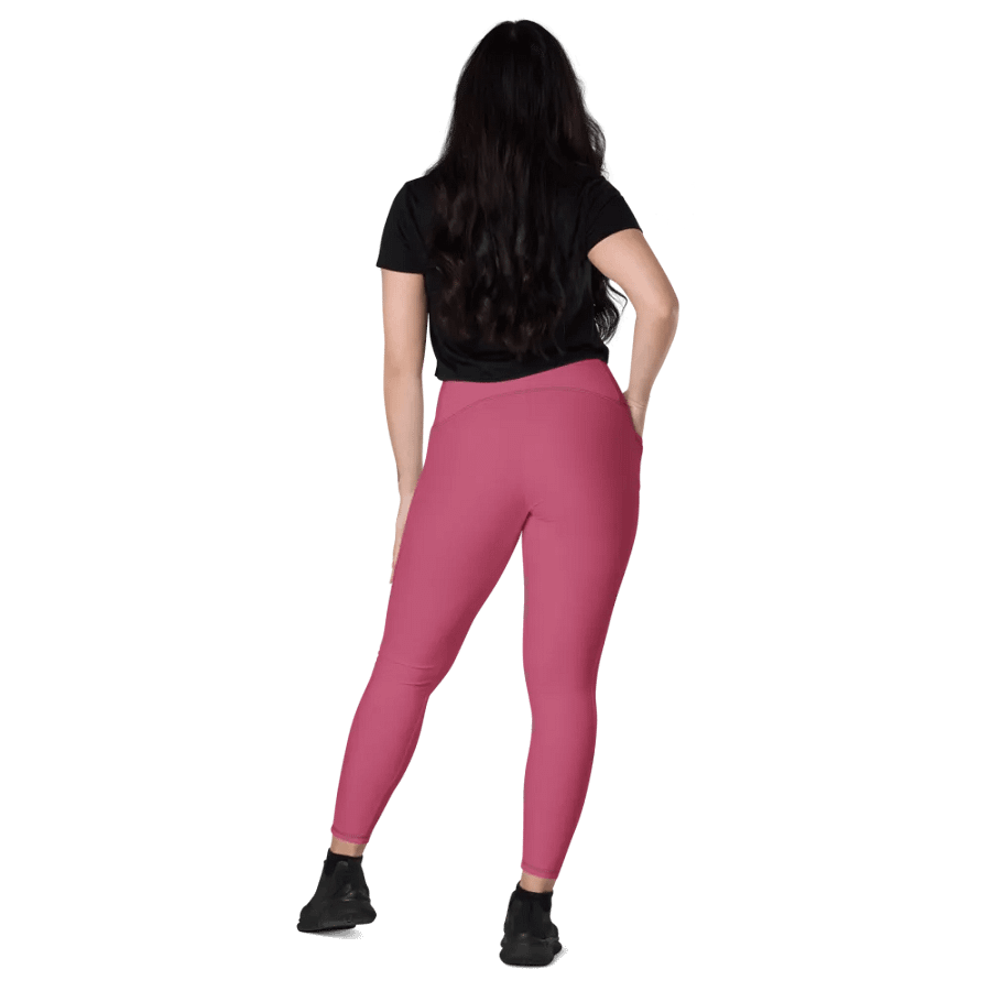 Plain Vibrant Red Soft Summer Women's High Waisted Premium Crossover Leggings with Pockets by Treasure Pie product image (8)