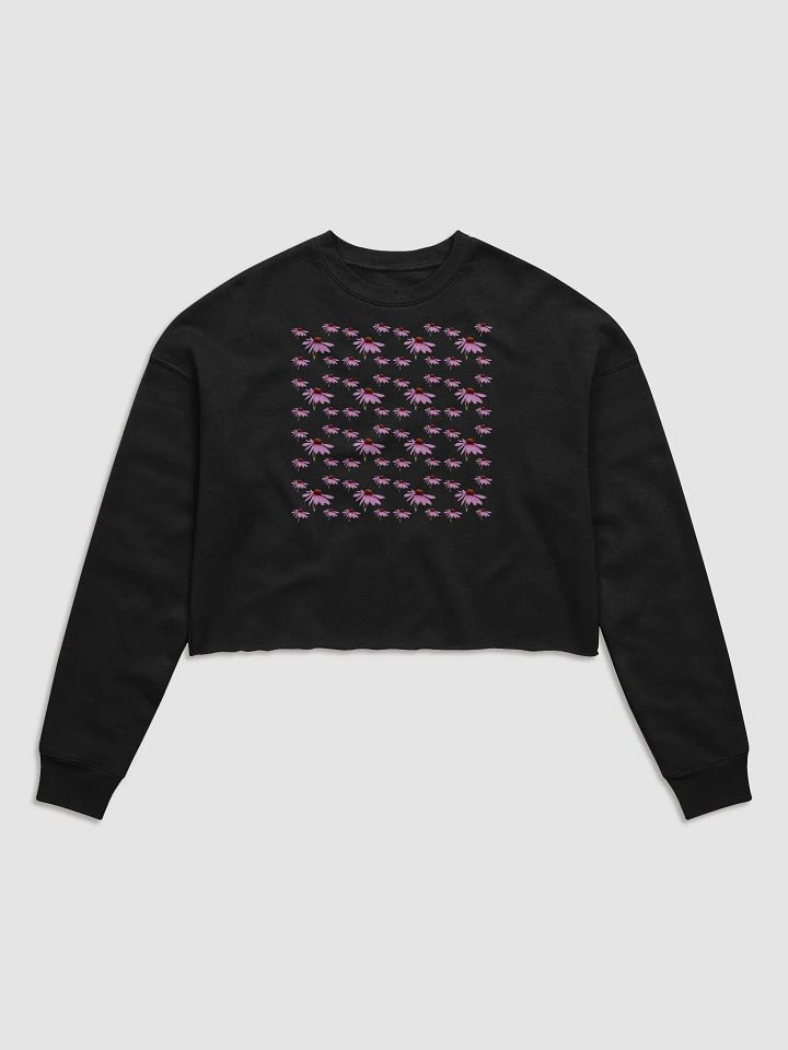 Repeating Cone Flower Ladies Cropped Fleece Sweatshirt Top product image (2)