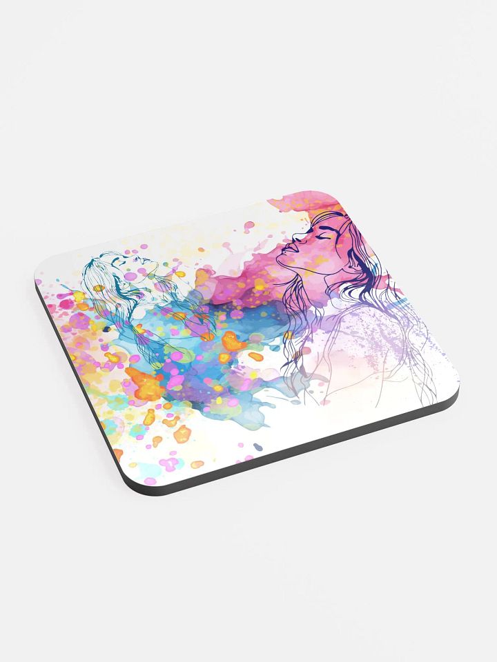 watercolor pastel  faces design on cork coasters product image (2)