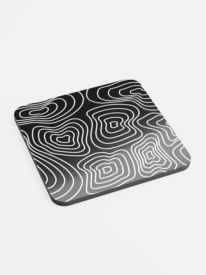 White on Black Topographic Cork Coaster Set product image (2)