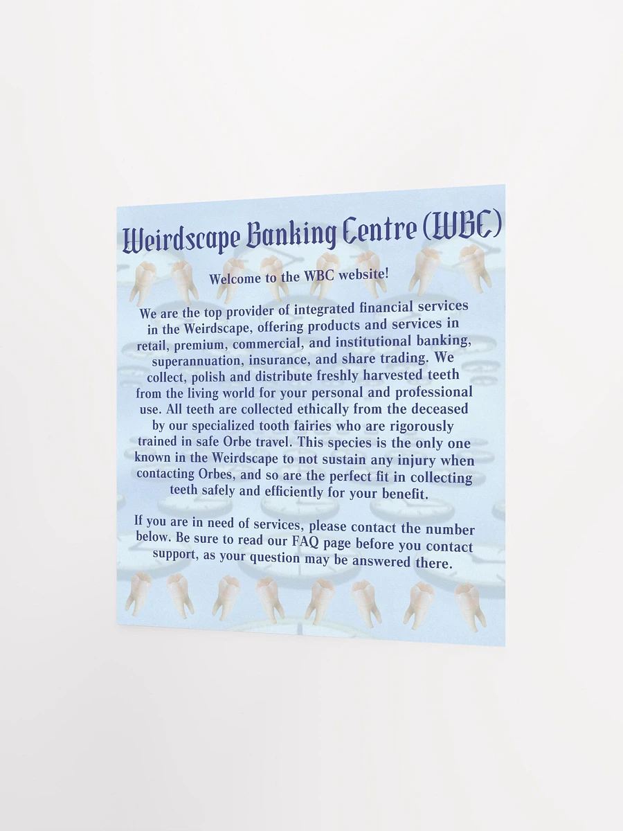 Weirdscape Banking Centre (WBC) Website Square Matte Poster product image (2)