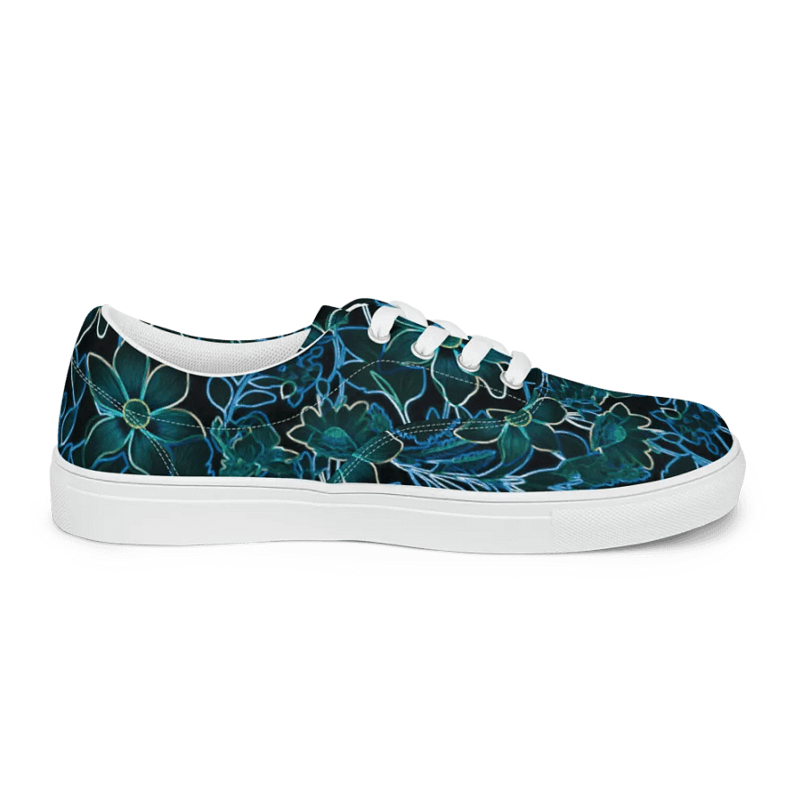 Trippy Floral Teal /Women's Lace-Up Canvas Shoes by Allcolor product image (9)