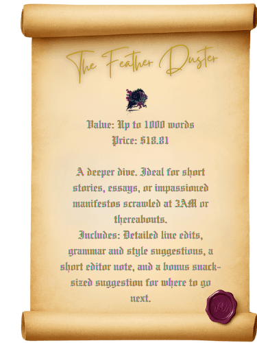 Paper Cuts Editing Services: The Feather Duster. product image (1)
