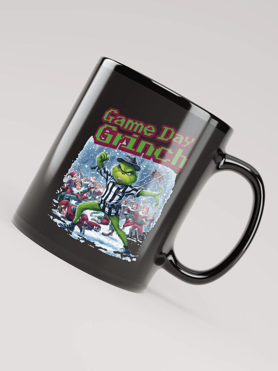 Game Day Grinch Christmas Football Glossy Black Mug product image (8)