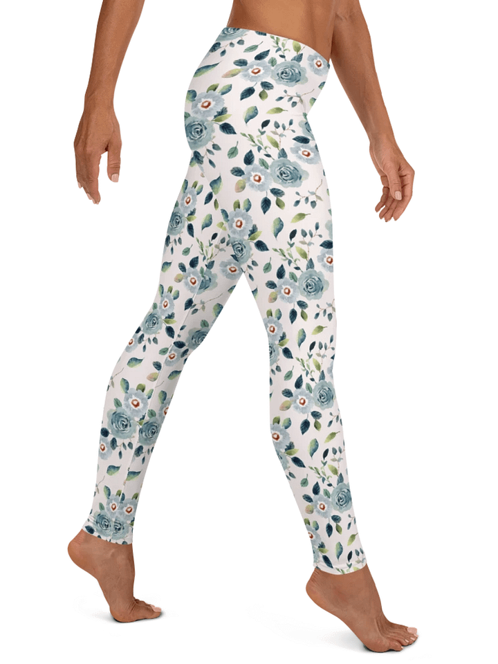 Blue Floral Pattern Womens Leggings product image (2)