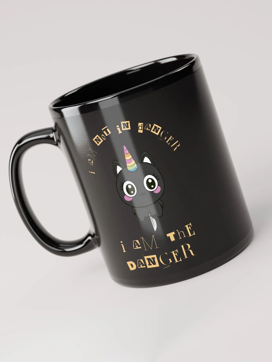 Dangerous Kitty Unicorn Glossy Black Mug product image (3)