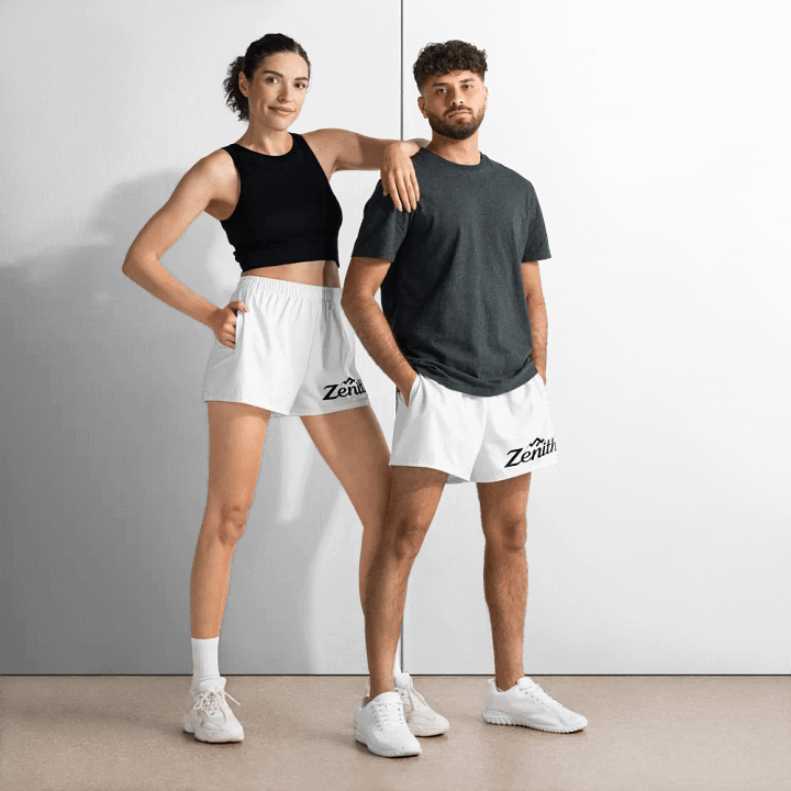 White Zenith Unisex Athletic Shorts product image (2)